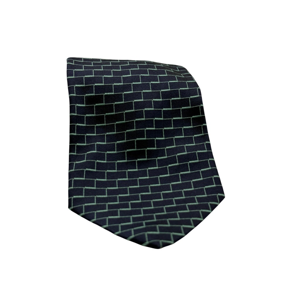 Hunt Club Necktie Mens OS Navy Blue Excellent Silk Geometric Made in Italy Tie